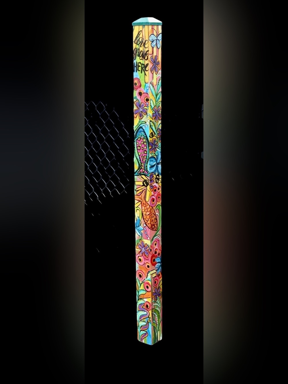 Hand Painted (by seller) PEACE/GARDEN Pole . 5 feet tall